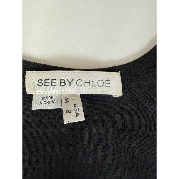 See by CHLOE Sequined Sequin Sleeveless Shift Tank Dress $365 Black USA 8 - Picture 2 of 5